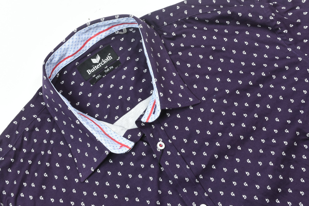Buttercloth Shirt Mens 3XL Purple Geometric Long Sleeve Button-Up Stretch